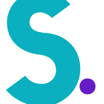 Straal Coaching beeldmerk – turquoise S met paarse stip